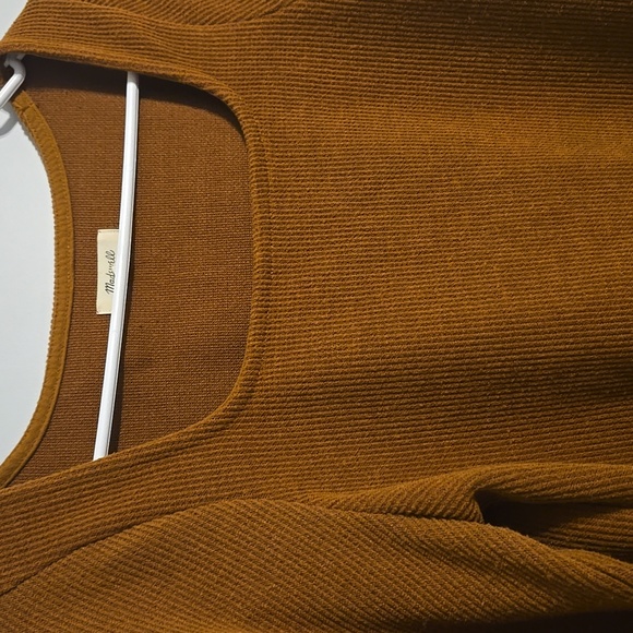 Madewell Mustard / Amber Square Neck Puff Sleeve Ribbed Sweater, Size Medium - Picture 4 of 6